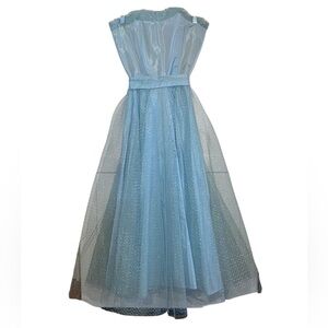 Vintage 50s Fit & Flare  Ice Blue  tea length gown dress